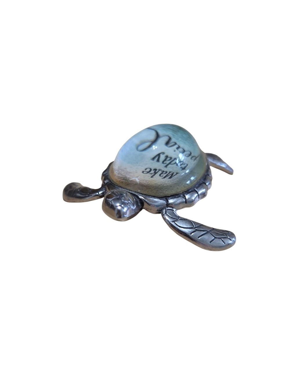 GANZ Silver-Tone Turtle Accent with Blue-Green Glass Shell